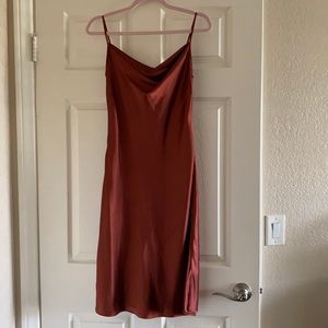 Rust David’s Bridal Cowl Neck Slip Dress
